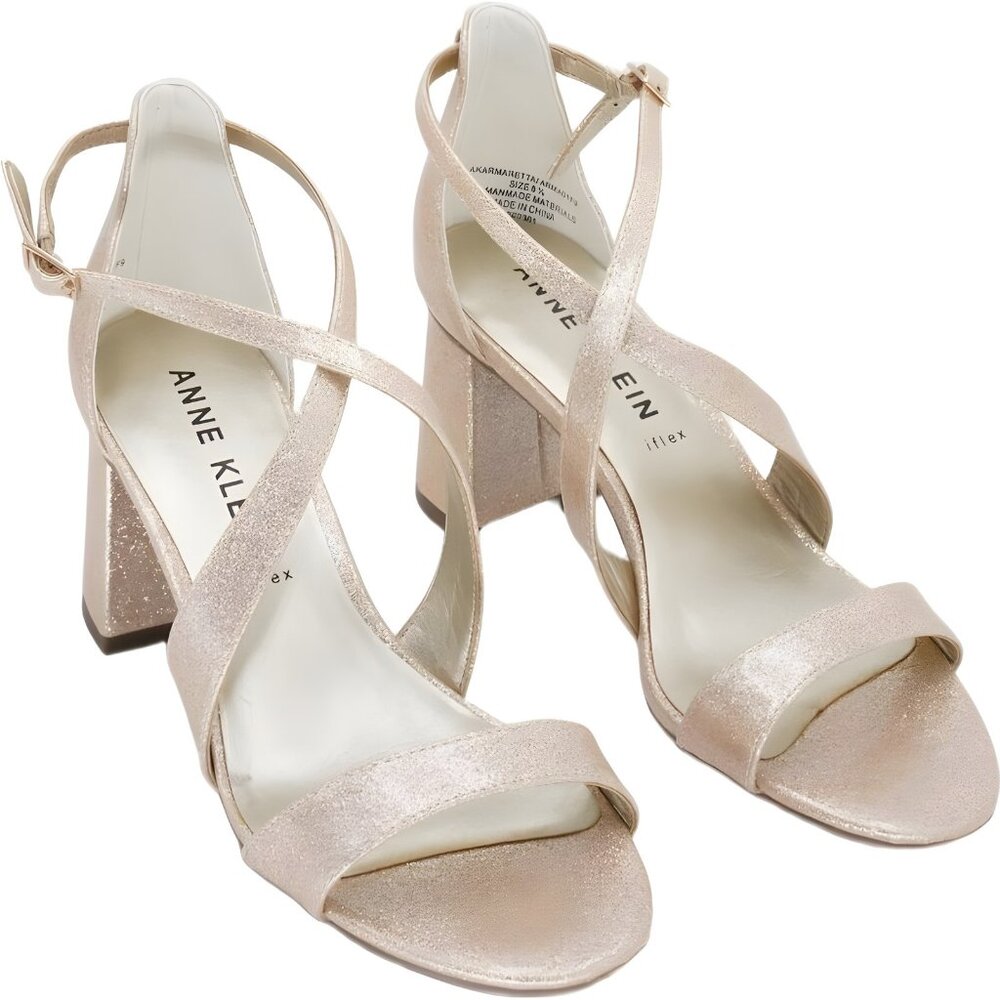 Anne Klein Pale Pink Strappy Block Heel Sandals